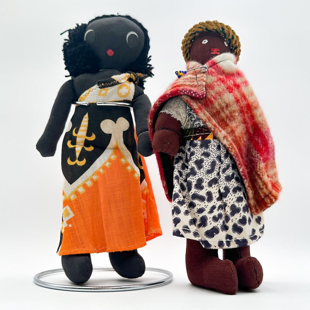 African Cloth Dolls Set – West African & Basotho Tribal Woman Vintage - Picture 3 of 13